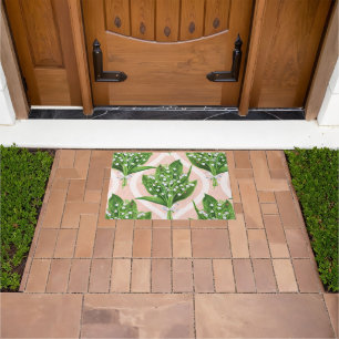 Paillasson Bouquet de lys de la vallée fleurs sur rose