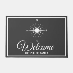 Paillasson Boussole gris-foncé et blanche nautique -