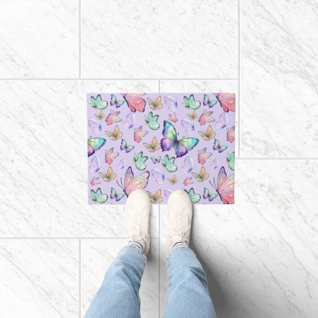 Paillasson Bouteilles d'aquarelle Motif sans couture violet (Intérieur)