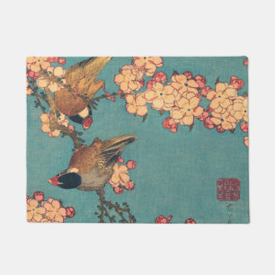 Paillasson Bouvreuil d'Hokusai et Cerisier Fleur Vintage Oise