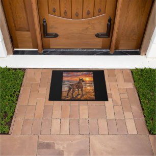 Paillasson Boxer bringé à Sunset Beach Cadeau d'art de chien 