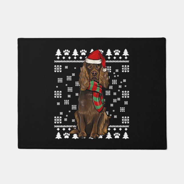 Paillasson Boykin Spaniel Dog With Santa Hat Ugly Christmas (Devant)