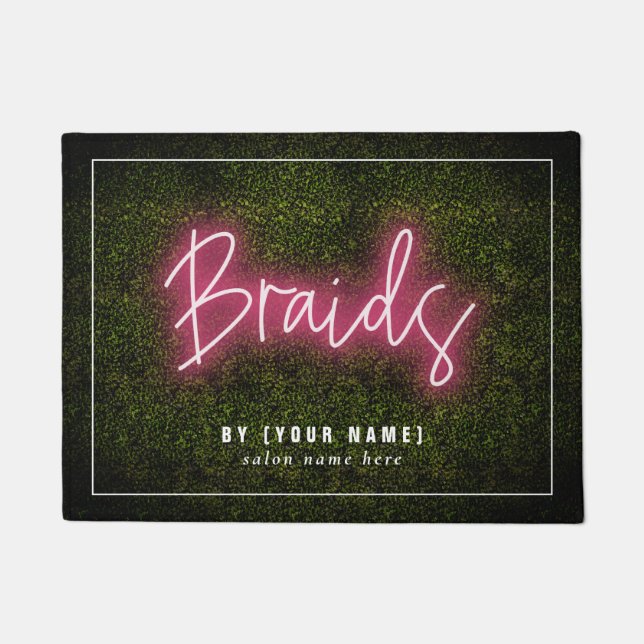 Paillasson Braids Neon Boxwood Salon de cheveux Business (Devant)