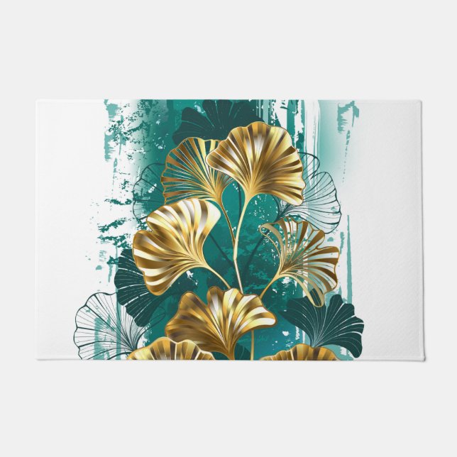 Paillasson Branche avec Feuilles d'or Ginko Biloba (Devant)