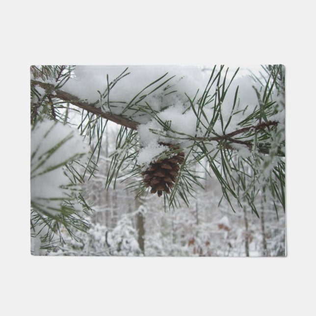 Paillasson Branche des pins neigeux Photographie de la nature (Devant)