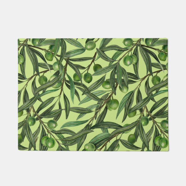 Paillasson Branches d'olive sur le vert miel (Devant)