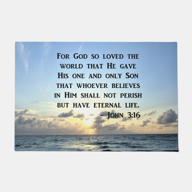 PAILLASSON BRIGHT BLUE JOHN 3:16 OCEAN PHOTO DESIGN (Devant)