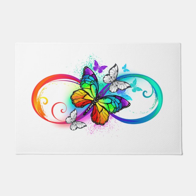 Paillasson Bright infinity with rainbow butterfly (Devant)