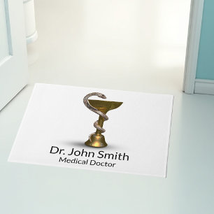 Paillasson Bronze Médicale Bowl Hygieia Serpent blanc Caduceu