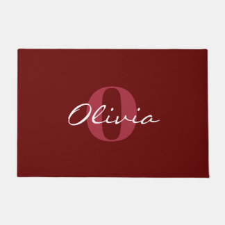 Paillasson Brown rouge Nom personnalisé Monogram Doormat