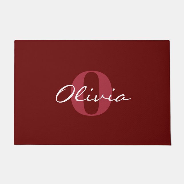 Paillasson Brown rouge Nom personnalisé Monogram Doormat (Devant)