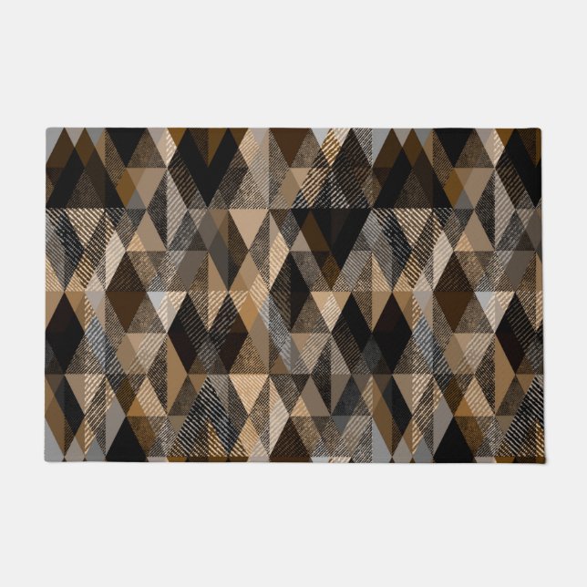 Paillasson Brun rhombique texturé avec beige (Devant)