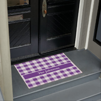 Paillasson Buffalo Check Plaid Purple and White Personnaliser
