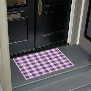 Paillasson Buffalo Check Plaid Purple et Blanc