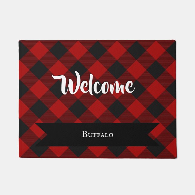 Paillasson Buffalo Check Red and Black Carrés Plaid (Devant)