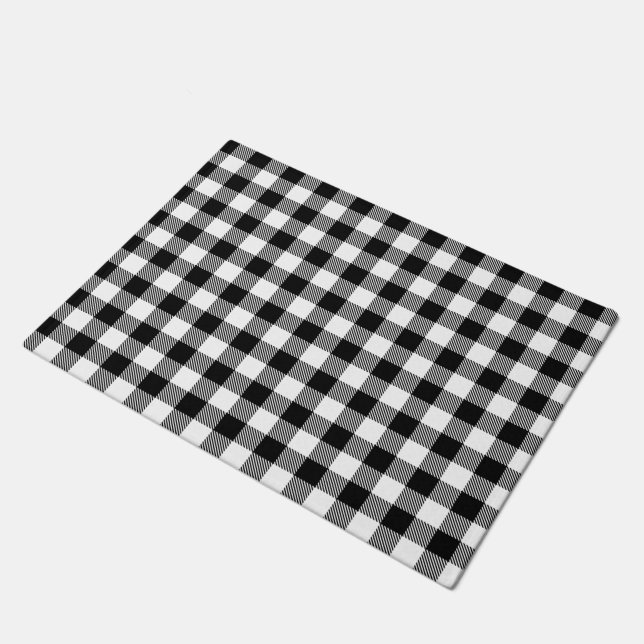 Paillasson Buffalo En vichy noir et blanc Check Plaid Wrappi (Incliné)