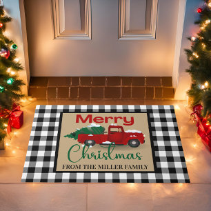 Paillasson Buffalo Plaid and Red Truck Custom Christmas