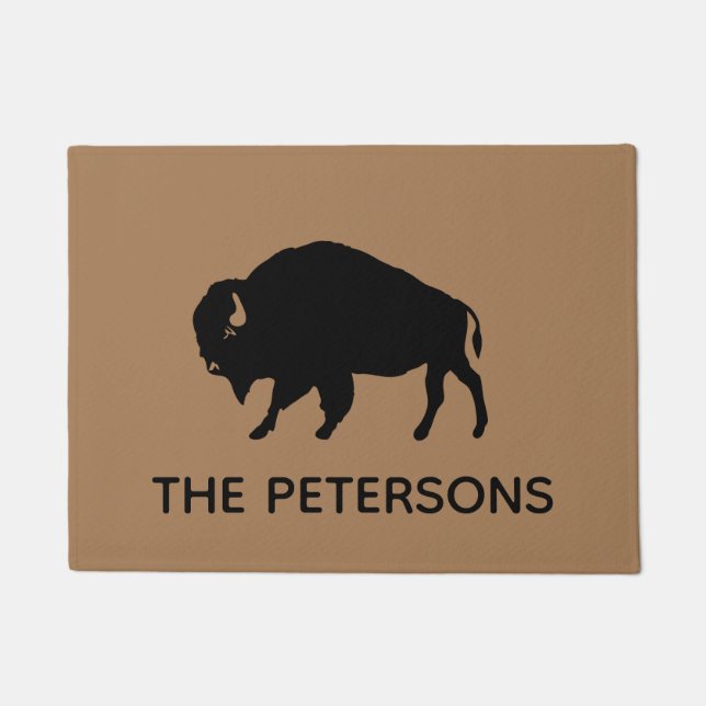 Paillasson Buffalo Silhouette de bienvenue personnalisé (Devant)