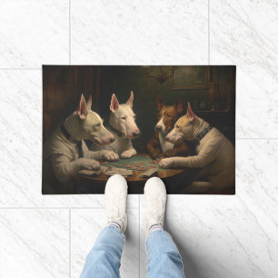 Paillasson Bull Terrier Chiens Jouer Poker Art