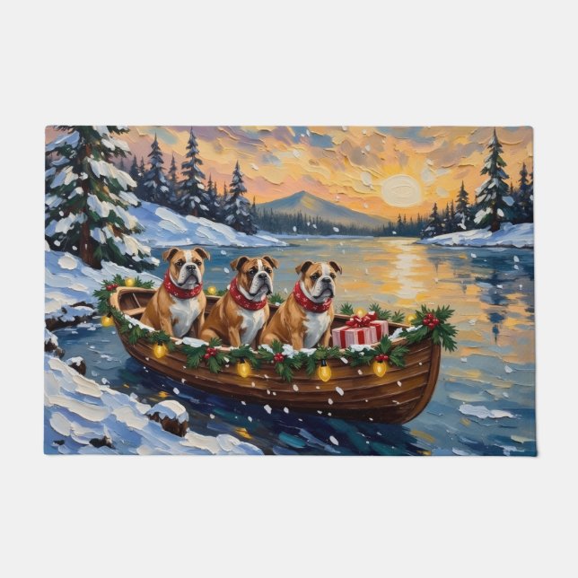 Paillasson Bulldog Christmas Boat Holiday (Devant)