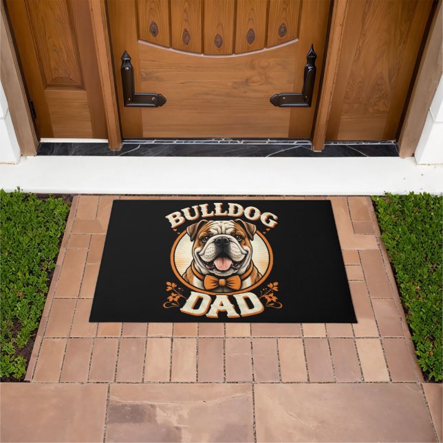 Paillasson bulldog dad – cute vintage bulldog father’s day (De plein air)