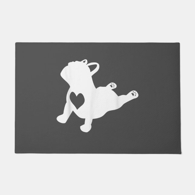 Paillasson Bulldog Yoga Pose Love Heart Workft Cadeau (Devant)