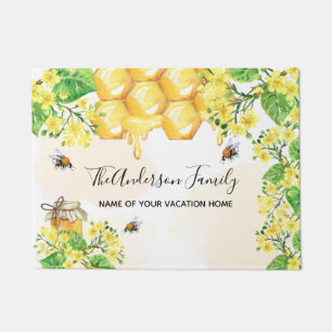Paillasson Bumble abeilles miel florales jaunes famille monog
