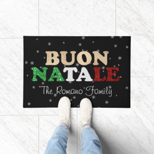 Paillasson Buon Natale Nom de famille Noël italien en noir