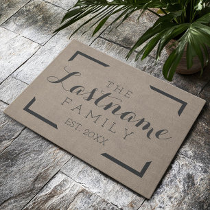 Paillasson Burlap rustique - Connexion familiale ou Mariage p