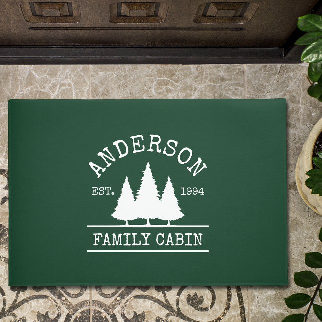 Paillasson Cabine Nom de famille Forest Green (Customize to change background color, text size or text style.)