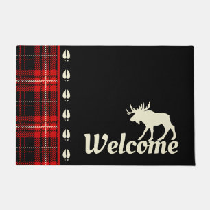 Paillasson Cabine Red Plaid Moose Welcome