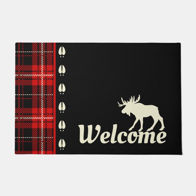 Paillasson Cabine Red Plaid Moose Welcome (Devant)