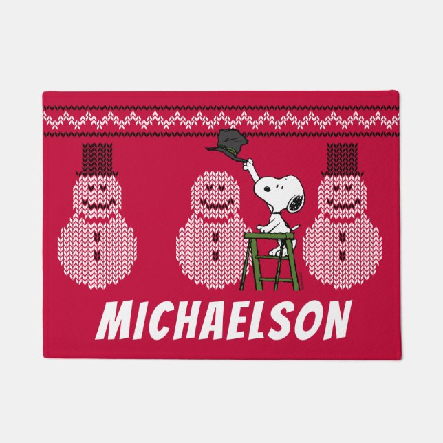 Paillasson cacahuètes | Snoopy Christmas Sweater Snowman (Devant)