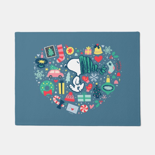 Paillasson cacahuètes | Snoopy Holiday Happiness Heart (Devant)