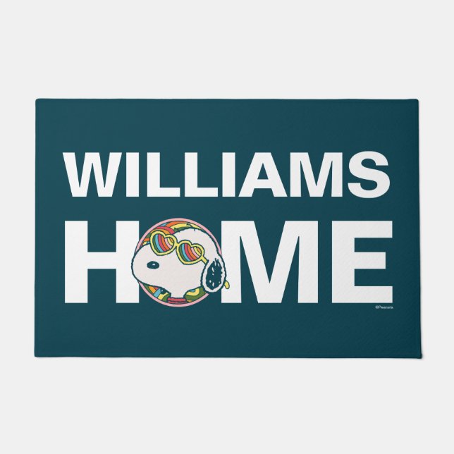 Paillasson cacahuètes | Snoopy Rainbow Heart | Personnalisé (Devant)