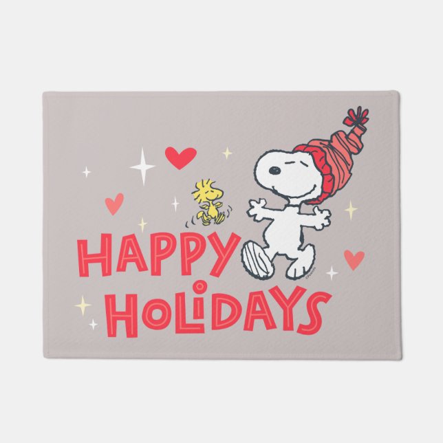 Paillasson cacahuètes | Snoopy & Woodstock Joyeuses Fêtes (Devant)