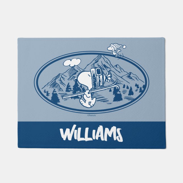 Paillasson cacahuètes | Snoopy & Woodstock Skiing (Devant)