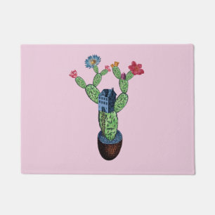Paillasson Cactus épineux avec fleurs