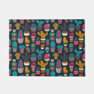 Paillasson Cactus tiré par la main dans le motif de style de
