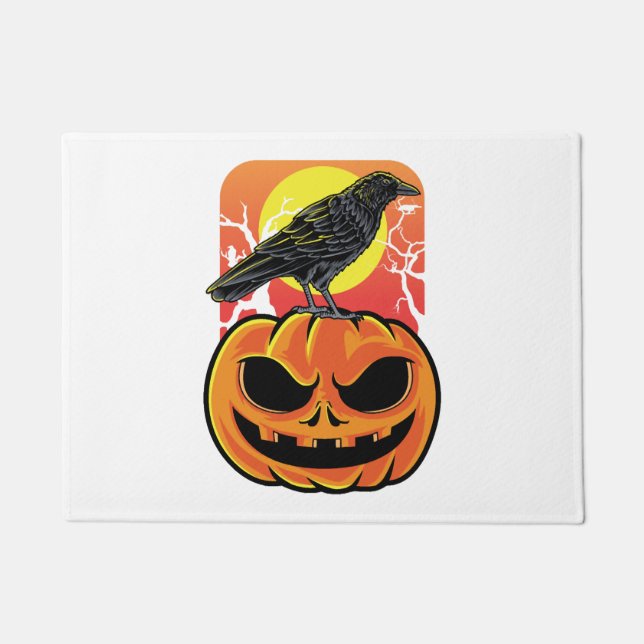 Paillasson Cadeau de l'observateur d'oiseaux Halloween Crow (Devant)