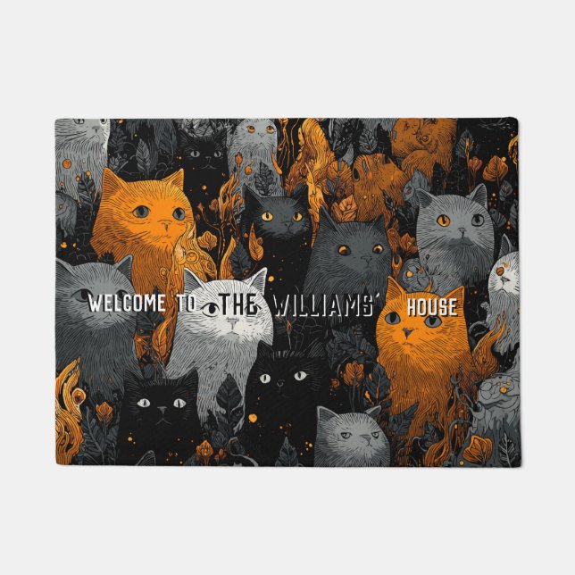Paillasson Cadeau de réchauffement de maison de chat de savan (Devant)