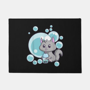 Paillasson Cadeau de thé bulle de chat Funny Boba Tea Cats