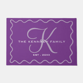 Paillasson Cadre ondulé chic Monogramme de famille violet