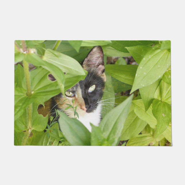 Paillasson Calico Cat dans les Zinnias (Devant)