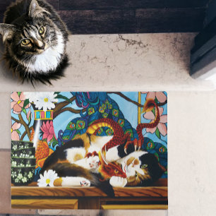 Paillasson Calico Cat Dragon Rouge