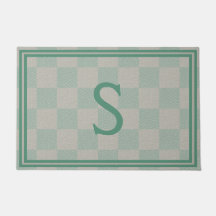 Calme Seafoam Green Gris Plaid Monogramme