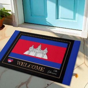 Paillasson Cambodge & Cambodge Drapeau maison mat/sports Bien