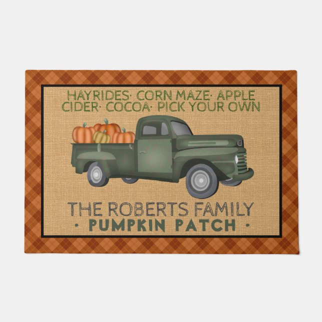 Paillasson Camion vintage Citrouille Patch Farm Rustic Automn (Devant)