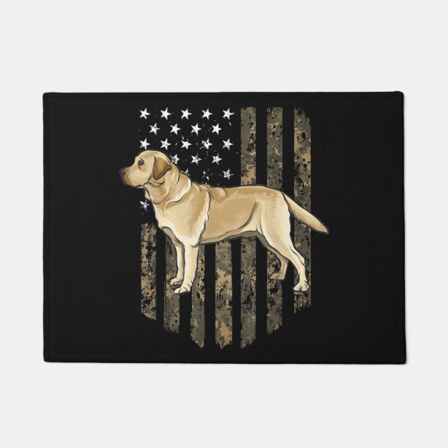 Paillasson Camo American Flag Yellow Labrador Retriever (Devant)