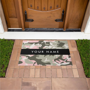 Paillasson Camouflage Rose et Vert Personnalisez votre nom